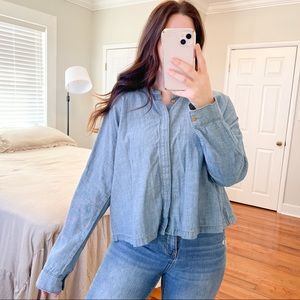 Madewell Chambray Denim Smock Painter Top Size Medium